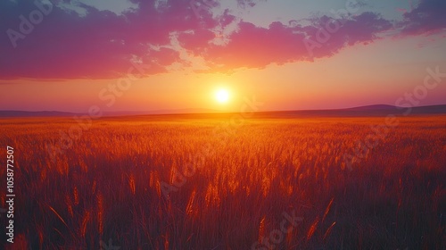 Sunset over a Field of Wheat