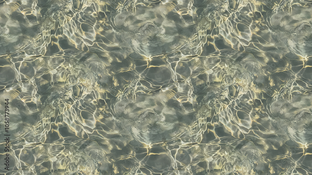 Obraz premium A close-up, top-down view of a water surface texture with caustics, filling the entire frame