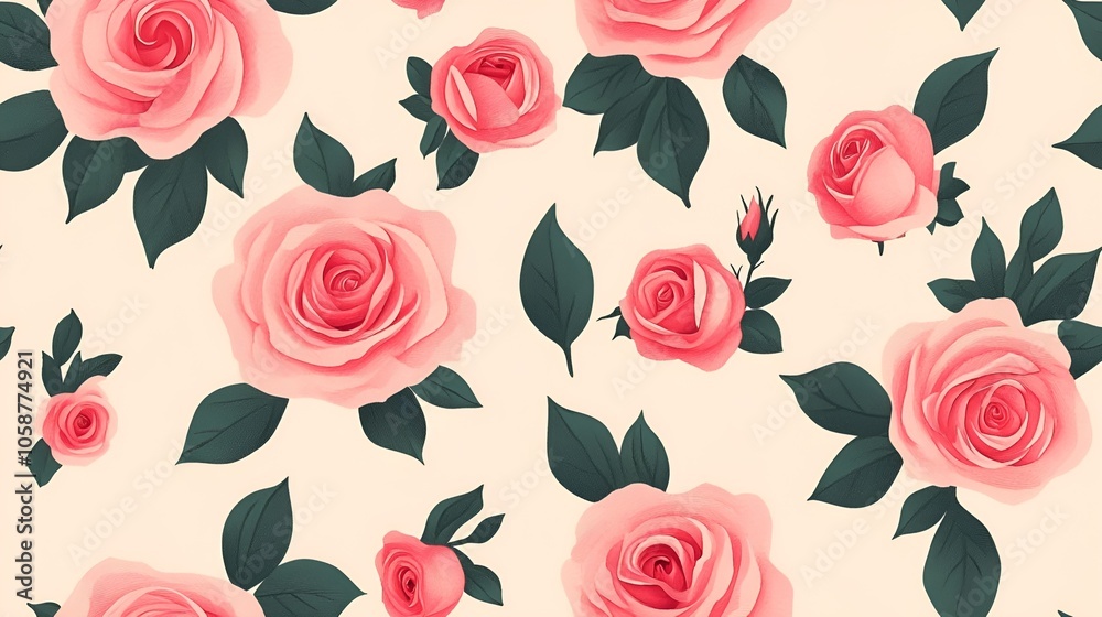 seamless pattern with pink roses seamless pattern with pink roses