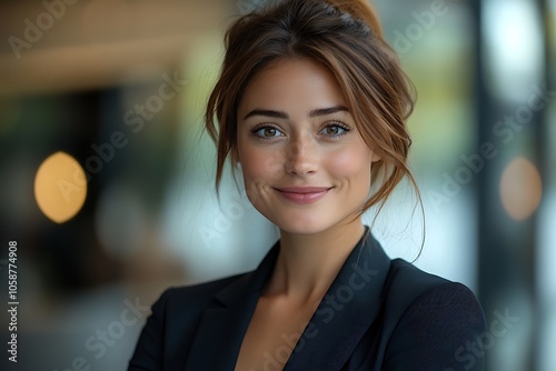 Positive and Confident Businesswoman Portrait in Modern Office Setting.