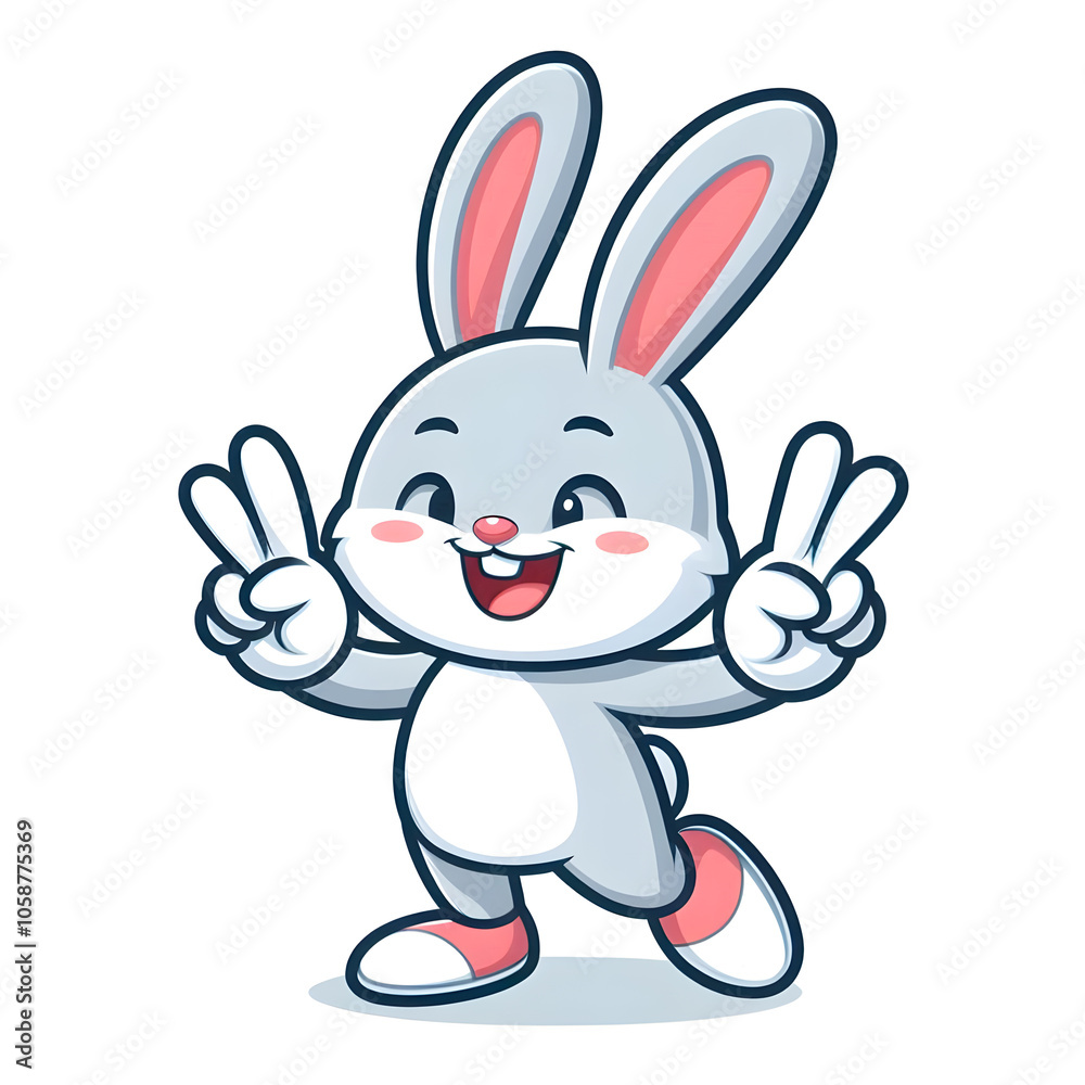 Cartoon of a cute white bunny smiling Cartoon of a cute white bunny smiling