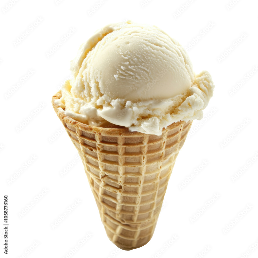 Delightful Vanilla Ice Cream in a Waffle Cone - A Summer Treat Delightful Vanilla Ice Cream in a Waffle Cone - A Summer Treat