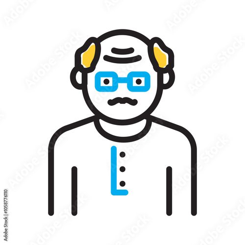 Vector multicolor icon for Old man