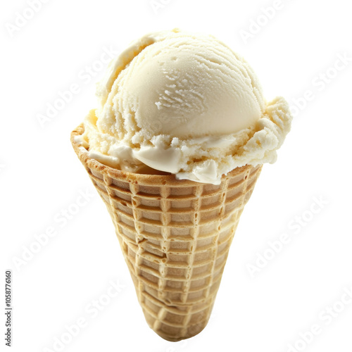 Delightful Vanilla Ice Cream in a Waffle Cone - A Summer Treat