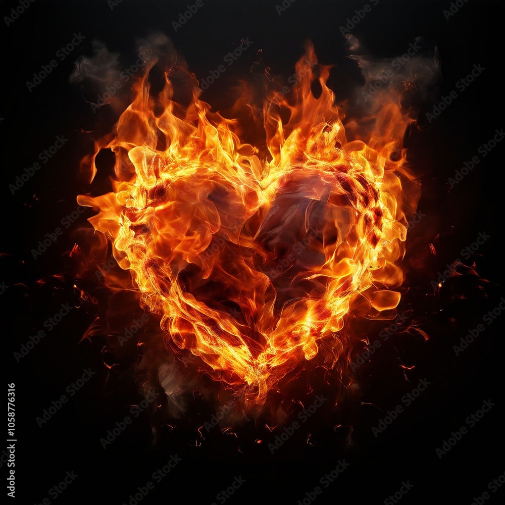 Fototapeta premium burning heart on black. Generative AI (생성형 AI)