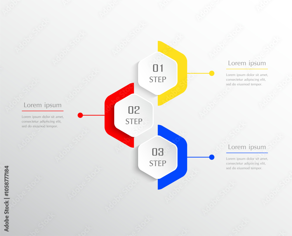 Step by step infographic template with 3 steps, options, parts or processes. Step by step infographic template with 3 steps, options, parts or processes.