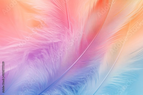 Colorful pastel soft feathers background. 