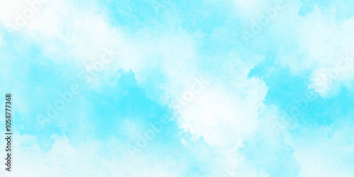 Abstract light blue watercolor cloudiness, mist, or smog background. light blue sky with white background and blurred pattern. Vivid textured aquarelle painted art design background.