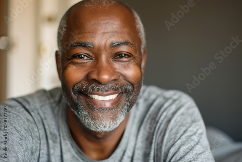 Middle Aged Smile. Portrait of Happy African American Man Posing with Emotion and Trust