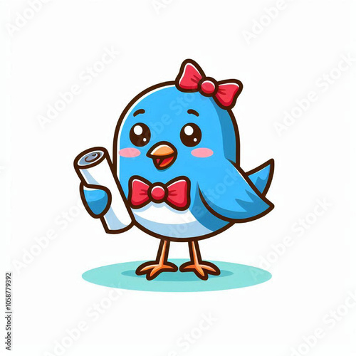 Cute blue bird cartoon smiling cartoon 