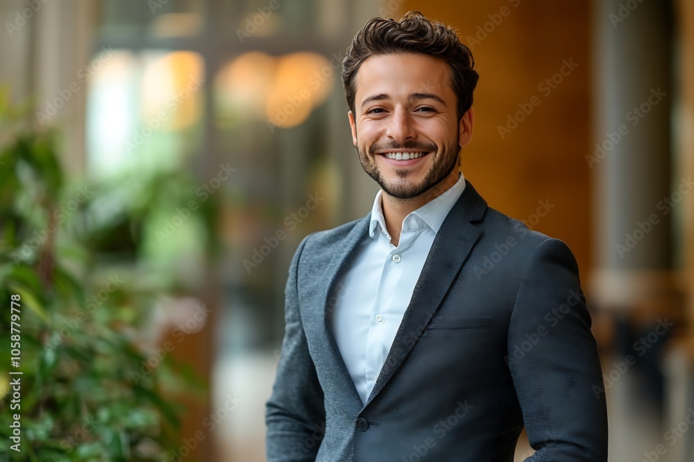 Happy Man in Blue Suit Smiling Portrait - Casual Business Professional Happy Man in Blue Suit Smiling Portrait - Casual Business Professional