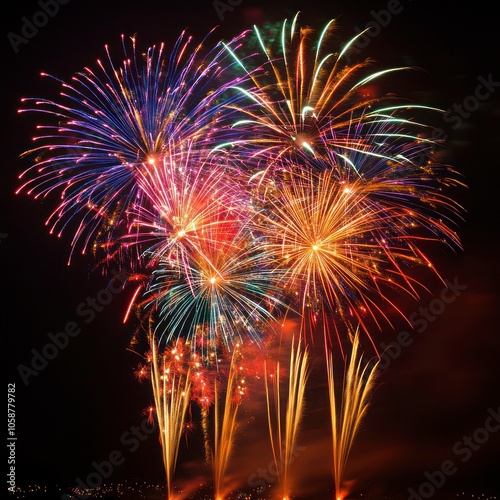 New Year festival colorful firework photo