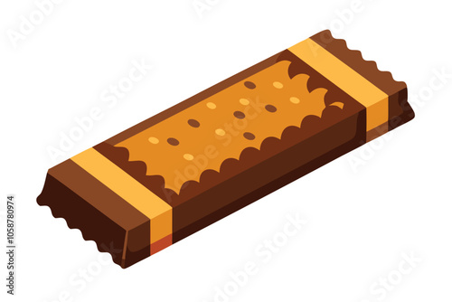 Chocolate Coated Protein Bar – Nutritious Snack Isolated on White Background