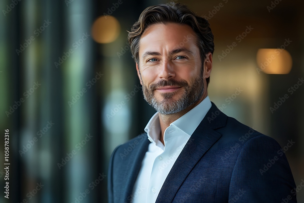 Mature Businessman Portrait with Confident Smile and Gray Beard
