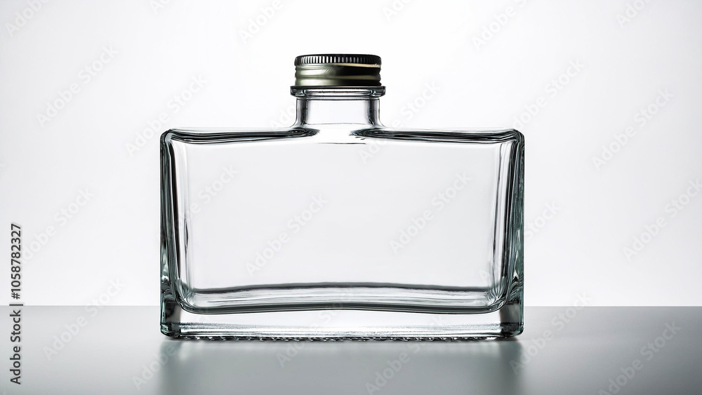 Beautifully Shaped Transparent Bottle Isolated on White Background. Beautifully Shaped Transparent Bottle Isolated on White Background.