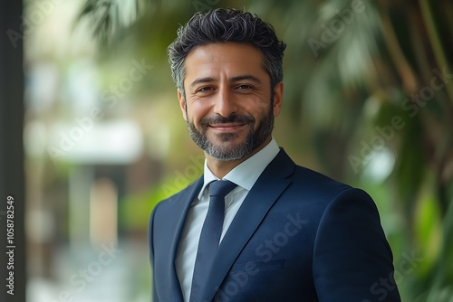 Mature Entrepreneur in Blue Suit Smiling Authentically