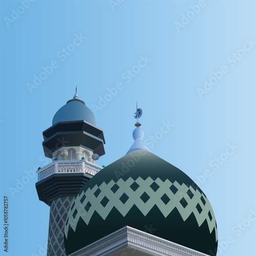 Vector illustration of the dome of the Jami Mosque in Malang, Indonesia photo