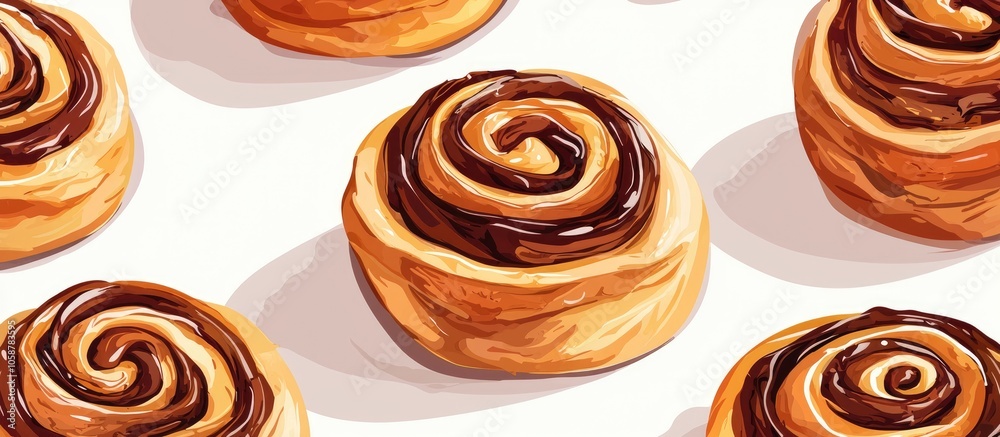 Fototapeta premium Composition With Tasty Cinnamon Rolls On Light Background