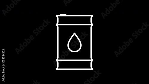 Oil barrrel animated line icon. White color line icon animation. 4K video with transparent background photo