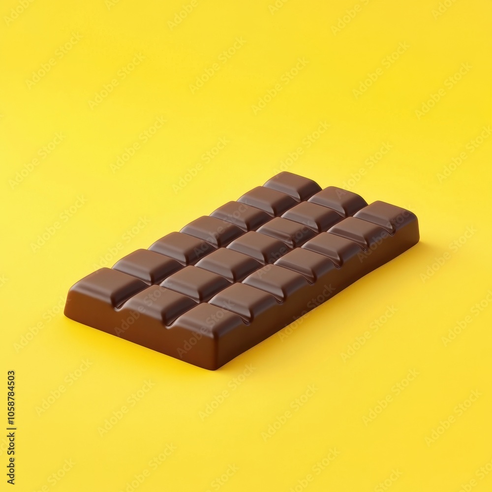 Decadent Chocolate Bar on Vibrant Yellow Background Decadent Chocolate Bar on Vibrant Yellow Background