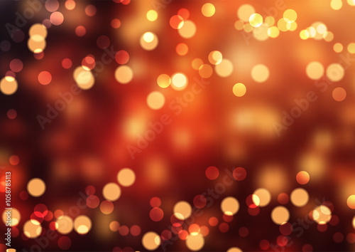 Christmas background with red and gold bokeh lights design 