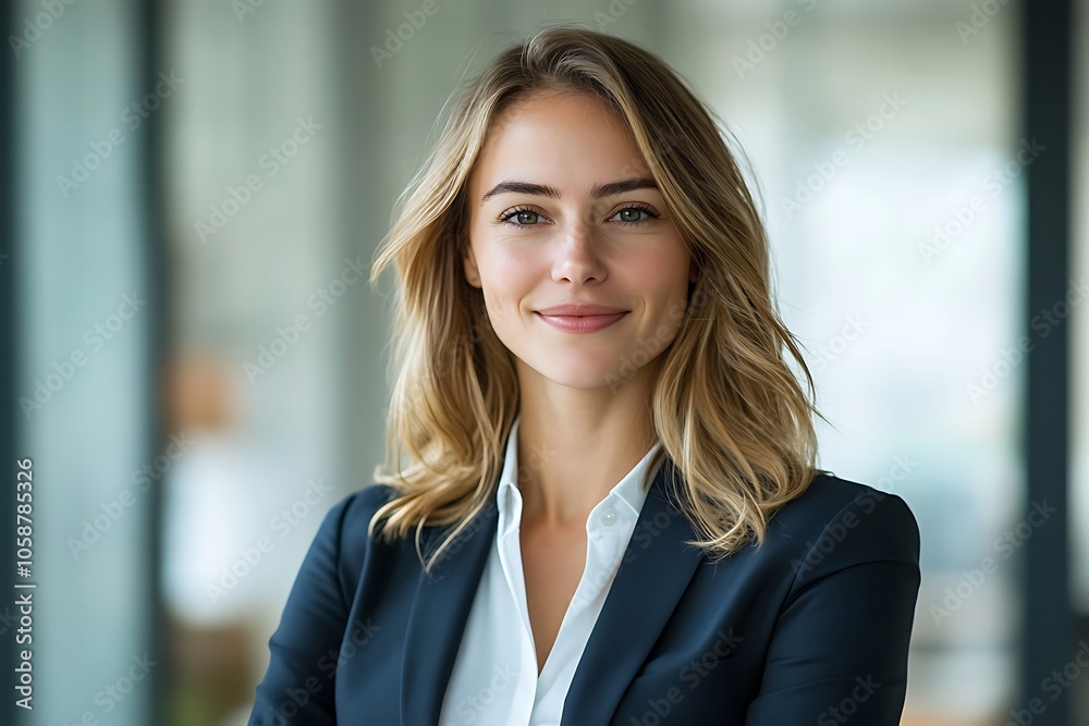 Professional Woman with Wavy Blonde Hair in Business Attire Professional Woman with Wavy Blonde Hair in Business Attire