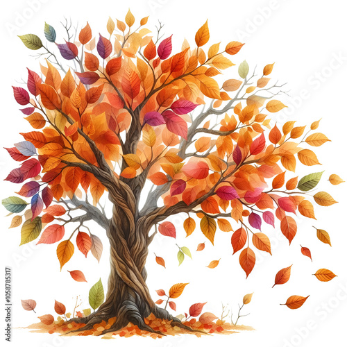 tree with leaves, autumn tree