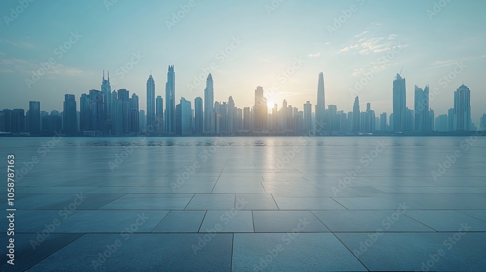 Urban Center in Manhattan and Dubai Featuring Pathways, Parking, and Road for Automotive Advertising Urban Center in Manhattan and Dubai Featuring Pathways, Parking, and Road for Automotive Advertising