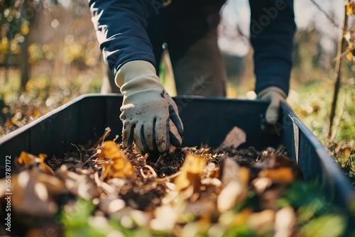 Wallpaper Mural Close-Up of Woman Adding Organic Waste to Home Compost Bin for Backyard Gardening Torontodigital.ca