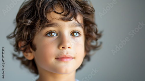 Portrait of a mixed-race young Hispanic and Caucasian boy.