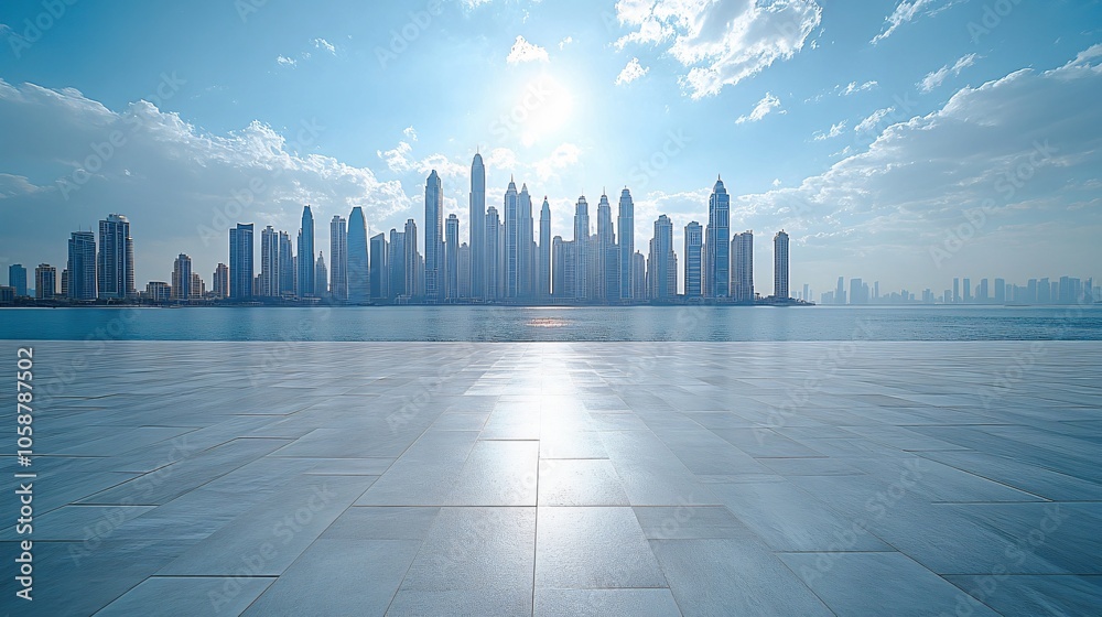 Urban Center in Manhattan and Dubai Featuring Pathways, Parking, and Road for Automotive Advertising Urban Center in Manhattan and Dubai Featuring Pathways, Parking, and Road for Automotive Advertising