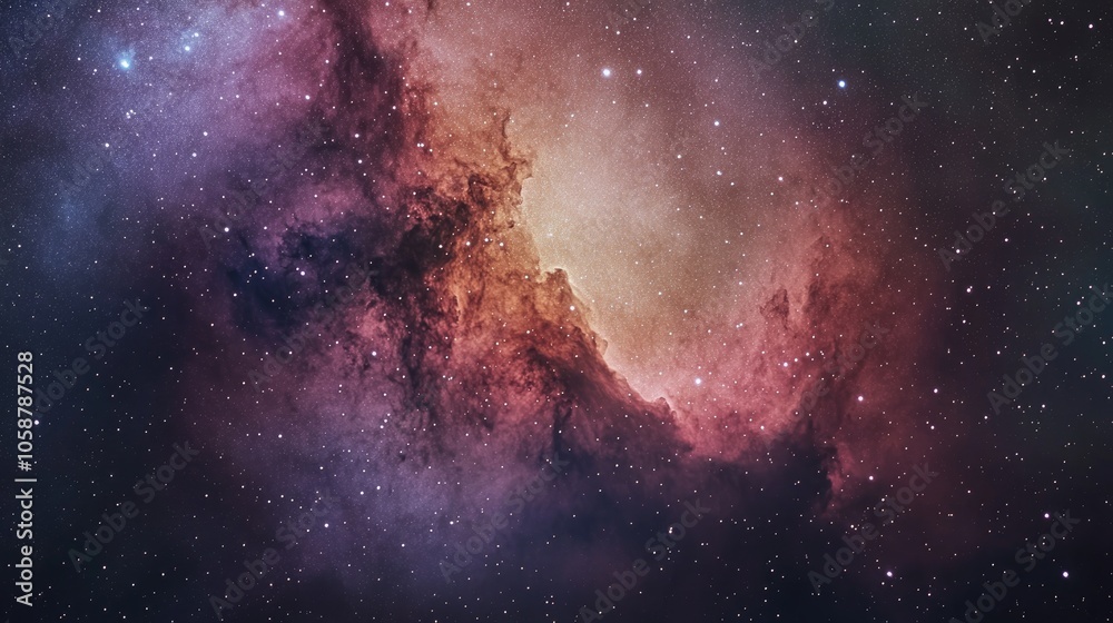 Nebula in deep space captured in astrophotography showcasing a starry sky with visible constellations Nebula in deep space captured in astrophotography showcasing a starry sky with visible constellations