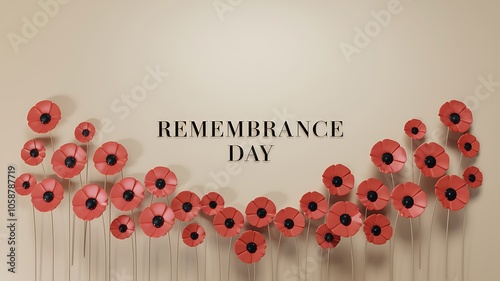 Remembrance Day Greeting with Red Poppy Flowers photo