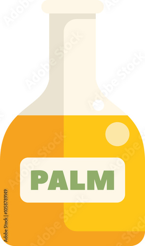 Laboratory glassware containing palm oil with label indicating the contents