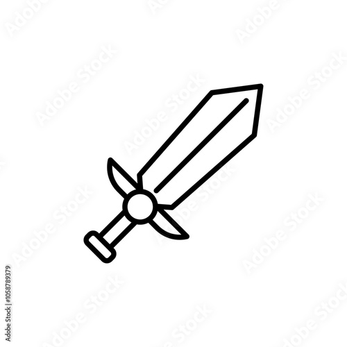 Knight sword outline icons, minimalist vector illustration ,simple transparent graphic element .Isolated on white background