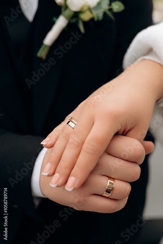 Obraz na płótnie bride and groom holding hands w salonie