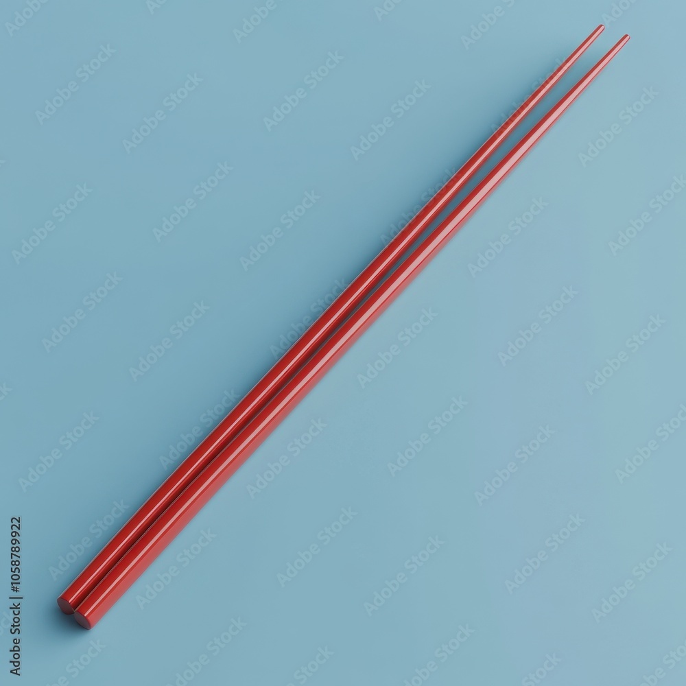 Minimalist Chopstick Composition on Blue Background Minimalist Chopstick Composition on Blue Background