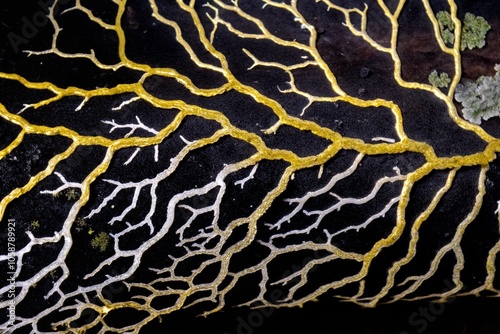 Intricate Patterns of Slime Mold on Decaying Log in Dense Forest Ecosystem