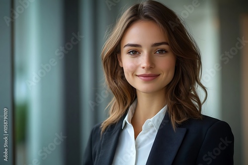 Professional Businesswoman Portrait Elegant and Confident with Long Hair