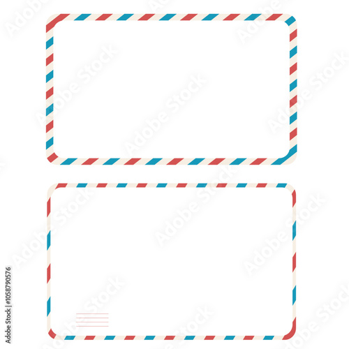 Wallpaper Mural Airmail blank postcard template retro border envelope with stripes. Paper texture, vintage mail. Air post letter. Blank envelope Torontodigital.ca
