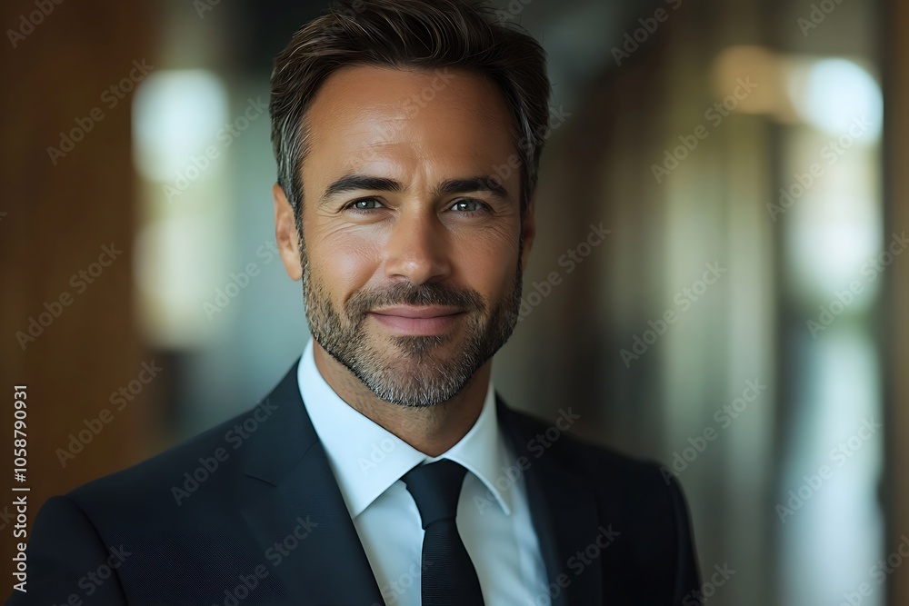 Professional Executive with Confident Smile in White Shirt and Suit Professional Executive with Confident Smile in White Shirt and Suit