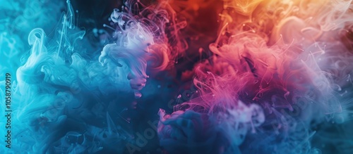 Wallpaper Mural Colorful Smoke On Dark Background Motion Color Drop In Water Ink Swirling In Colorful Ink Abstraction Fancy Torontodigital.ca