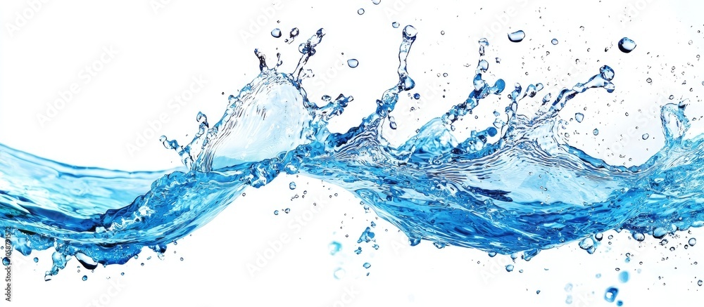 Blue Water Water Splash Isolated On White Blue Water Water Splash Isolated On White