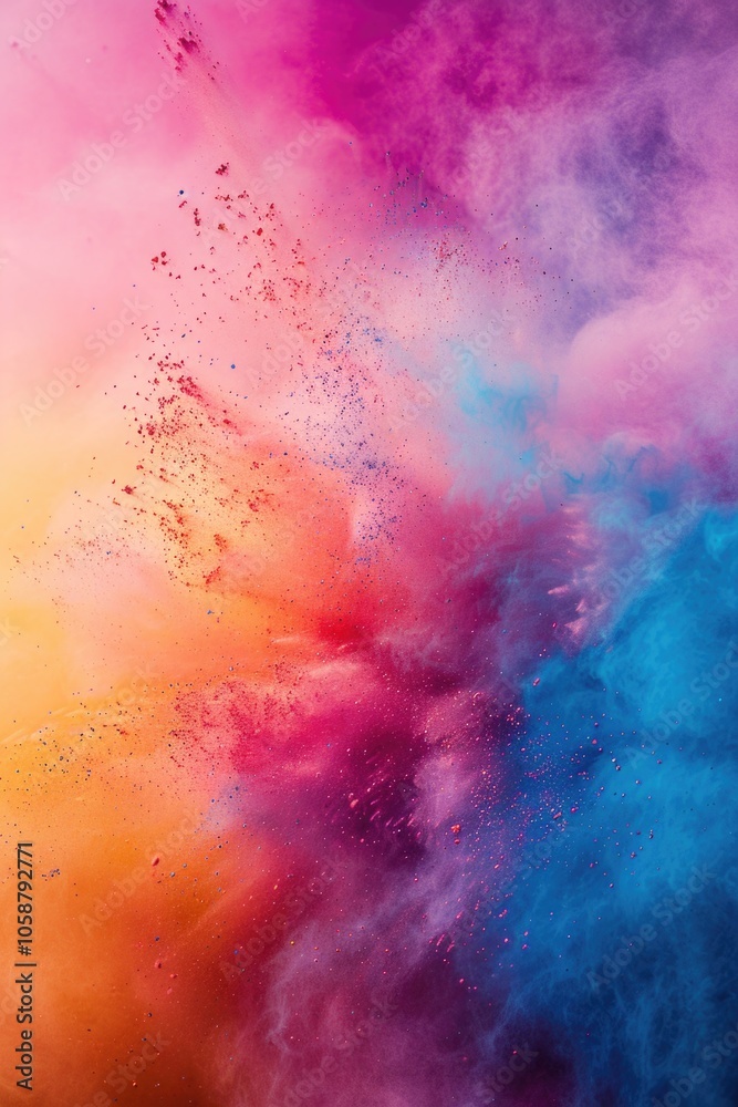 Obraz premium A vibrant cloud of colored powder fills the air, great for party or celebration scenes