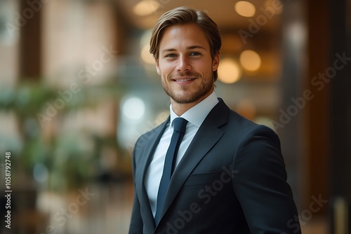 Professional Man in Suit and Tie with Warm Smile