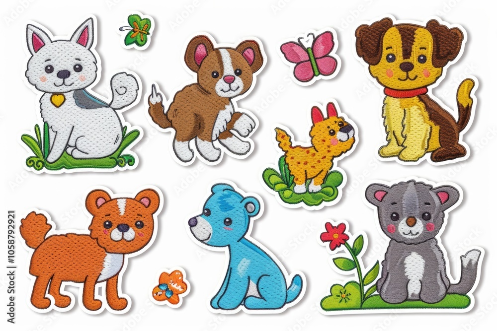 Fototapeta premium Group of cartoon animals on a clean white background, ideal for children's content or advertising