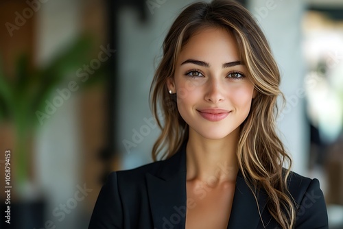 Free Download Professional Woman in Black Blazer, Modern Headshot Portrait - GFXLoad