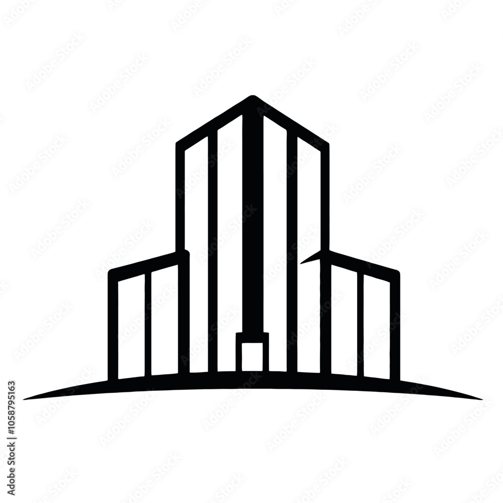a building logo vector silhouette, a modern shape building logo concept a building logo vector silhouette, a modern shape building logo concept