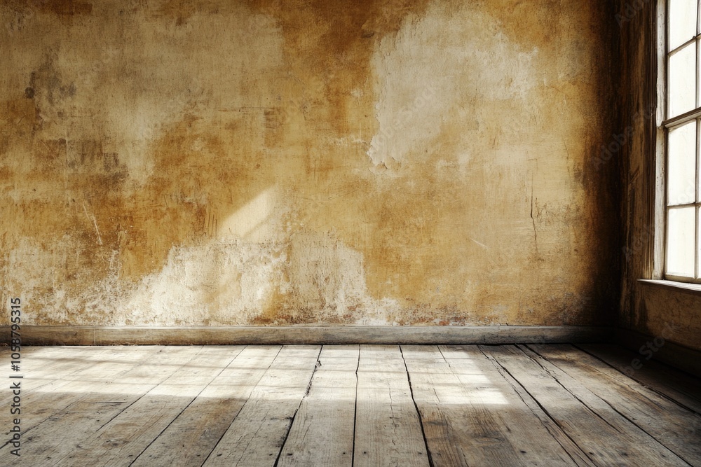 A simple room with wooden floor and window, ideal for interior design or minimalist settings