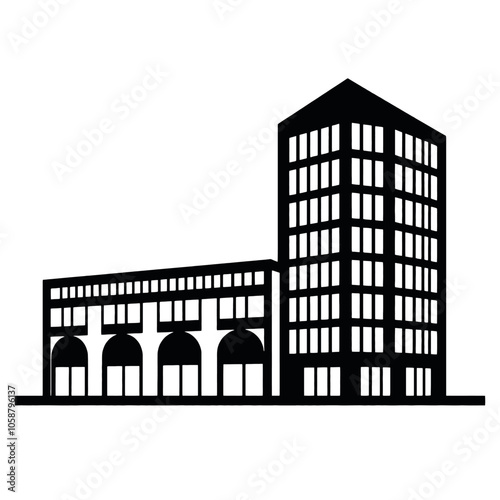 a building logo vector silhouette, a modern shape building logo concept